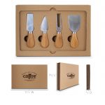 BA-65 5-Piece Cheese Knife Set & Bamboo Cutting Board w/ Gift Box