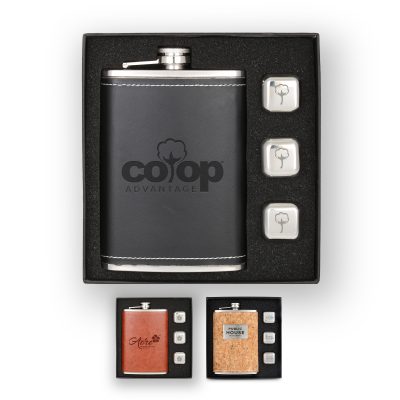 GT-48 Flask & Whiskey Cube Leatherette Set