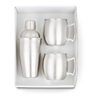 GT-63S Cocktail Shaker & Mule Mug Gift Set (Brushed Stainless) BLANK